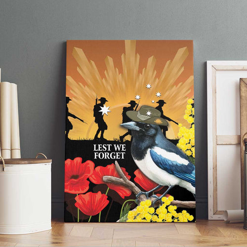 Australia Magpie ANZAC Day Canvas Wall Art Rising Sun 25th April Poppy Golden Wattle - Aussie Hoodie