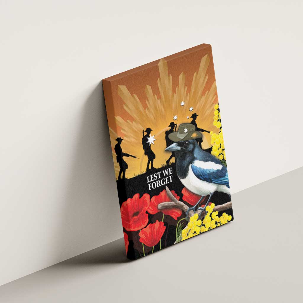 Australia Magpie ANZAC Day Canvas Wall Art Rising Sun 25th April Poppy Golden Wattle - Aussie Hoodie