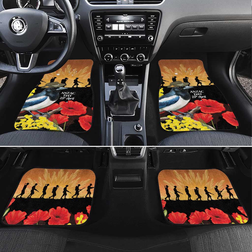 Australia Magpie ANZAC Day Car Mats Rising Sun 25th April Poppy Golden Wattle - Aussie Hoodie
