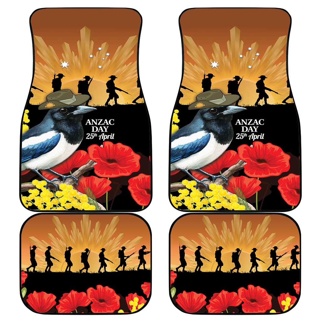 Australia Magpie ANZAC Day Car Mats Rising Sun 25th April Poppy Golden Wattle - Aussie Hoodie