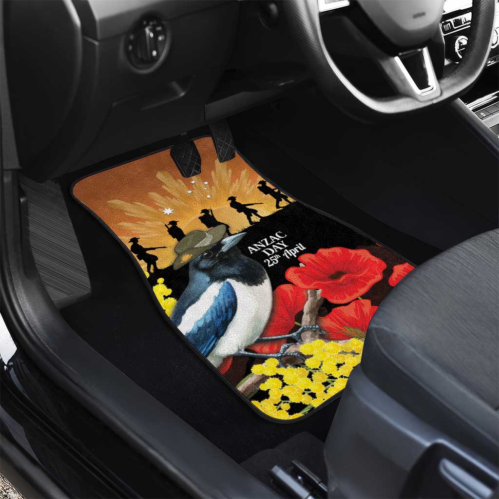Australia Magpie ANZAC Day Car Mats Rising Sun 25th April Poppy Golden Wattle - Aussie Hoodie