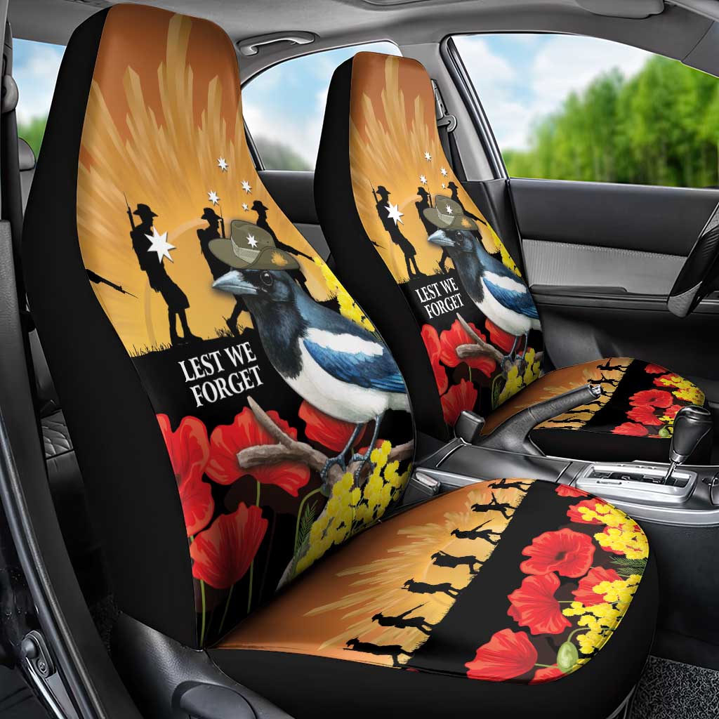 Australia Magpie ANZAC Day Car Seat Cover Rising Sun 25th April Poppy Golden Wattle - Aussie Hoodie