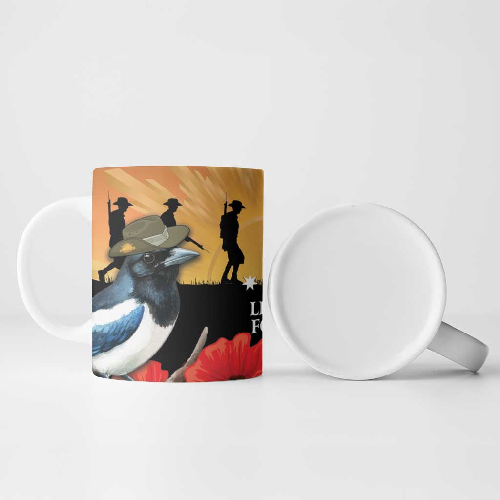 Australia Magpie ANZAC Day Ceramic Mug Rising Sun 25th April Poppy Golden Wattle - Aussie Hoodie
