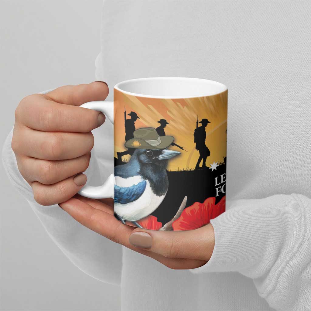 Australia Magpie ANZAC Day Ceramic Mug Rising Sun 25th April Poppy Golden Wattle - Aussie Hoodie