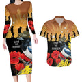 Australia Magpie ANZAC Day Couples Matching Long Sleeve Bodycon Dress and Hawaiian Shirt Rising Sun 25th April Poppy Golden Wattle - Aussie Hoodie