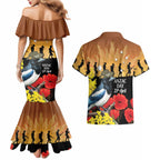 Australia Magpie ANZAC Day Couples Matching Mermaid Dress and Hawaiian Shirt Rising Sun 25th April Poppy Golden Wattle - Aussie Hoodie