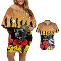 Australia Magpie ANZAC Day Couples Matching Off Shoulder Short Dress and Hawaiian Shirt Rising Sun 25th April Poppy Golden Wattle - Aussie Hoodie