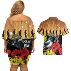 Australia Magpie ANZAC Day Couples Matching Off Shoulder Short Dress and Hawaiian Shirt Rising Sun 25th April Poppy Golden Wattle - Aussie Hoodie