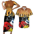 Australia Magpie ANZAC Day Couples Matching Short Sleeve Bodycon Dress and Hawaiian Shirt Rising Sun 25th April Poppy Golden Wattle - Aussie Hoodie