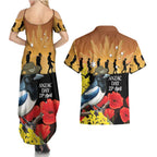 Australia Magpie ANZAC Day Couples Matching Summer Maxi Dress and Hawaiian Shirt Rising Sun 25th April Poppy Golden Wattle - Aussie Hoodie