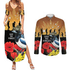 Australia Magpie ANZAC Day Couples Matching Summer Maxi Dress and Long Sleeve Button Shirt Rising Sun 25th April Poppy Golden Wattle - Aussie Hoodie