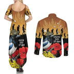 Australia Magpie ANZAC Day Couples Matching Summer Maxi Dress and Long Sleeve Button Shirt Rising Sun 25th April Poppy Golden Wattle - Aussie Hoodie