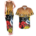 Australia Magpie ANZAC Day Couples Matching Tank Maxi Dress and Hawaiian Shirt Rising Sun 25th April Poppy Golden Wattle - Aussie Hoodie