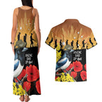 Australia Magpie ANZAC Day Couples Matching Tank Maxi Dress and Hawaiian Shirt Rising Sun 25th April Poppy Golden Wattle - Aussie Hoodie