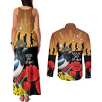 Australia Magpie ANZAC Day Couples Matching Tank Maxi Dress and Long Sleeve Button Shirt Rising Sun 25th April Poppy Golden Wattle - Aussie Hoodie