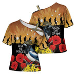 Australia Magpie ANZAC Day Cross Shoulder Shirt Rising Sun 25th April Poppy Golden Wattle - Aussie Hoodie