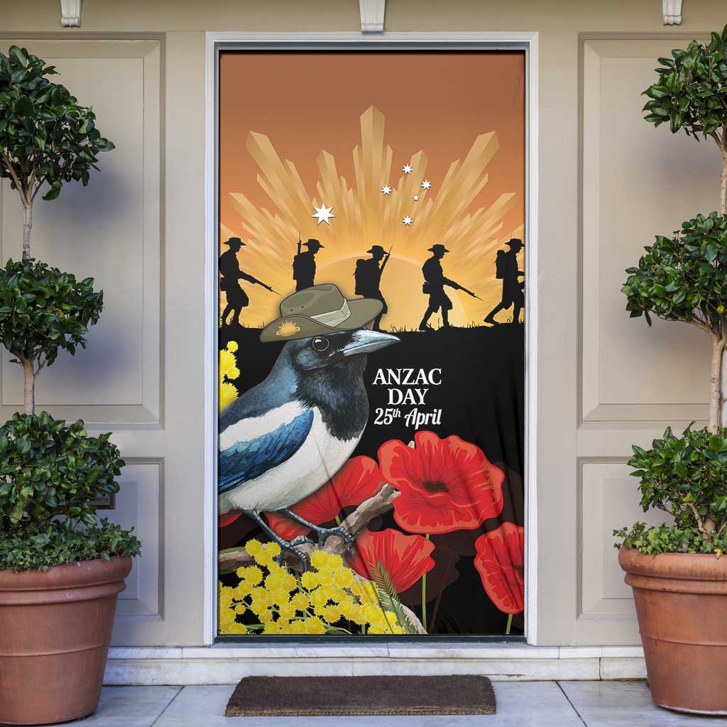 Australia Magpie ANZAC Day Door Cover Rising Sun 25th April Poppy Golden Wattle - Aussie Hoodie