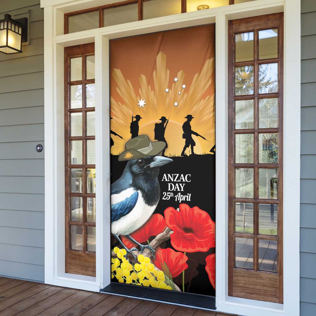 Australia Magpie ANZAC Day Door Cover Rising Sun 25th April Poppy Golden Wattle - Aussie Hoodie