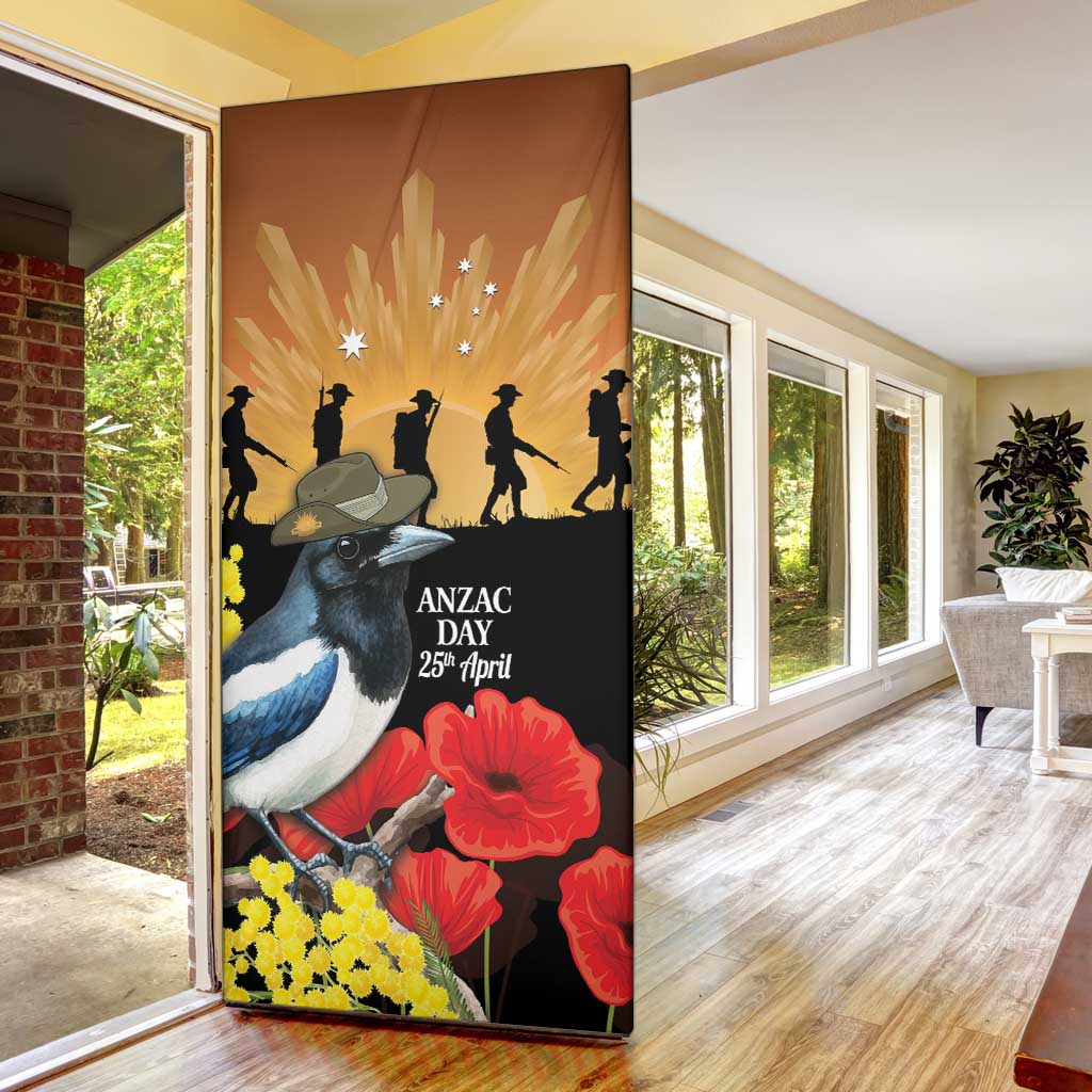 Australia Magpie ANZAC Day Door Cover Rising Sun 25th April Poppy Golden Wattle - Aussie Hoodie
