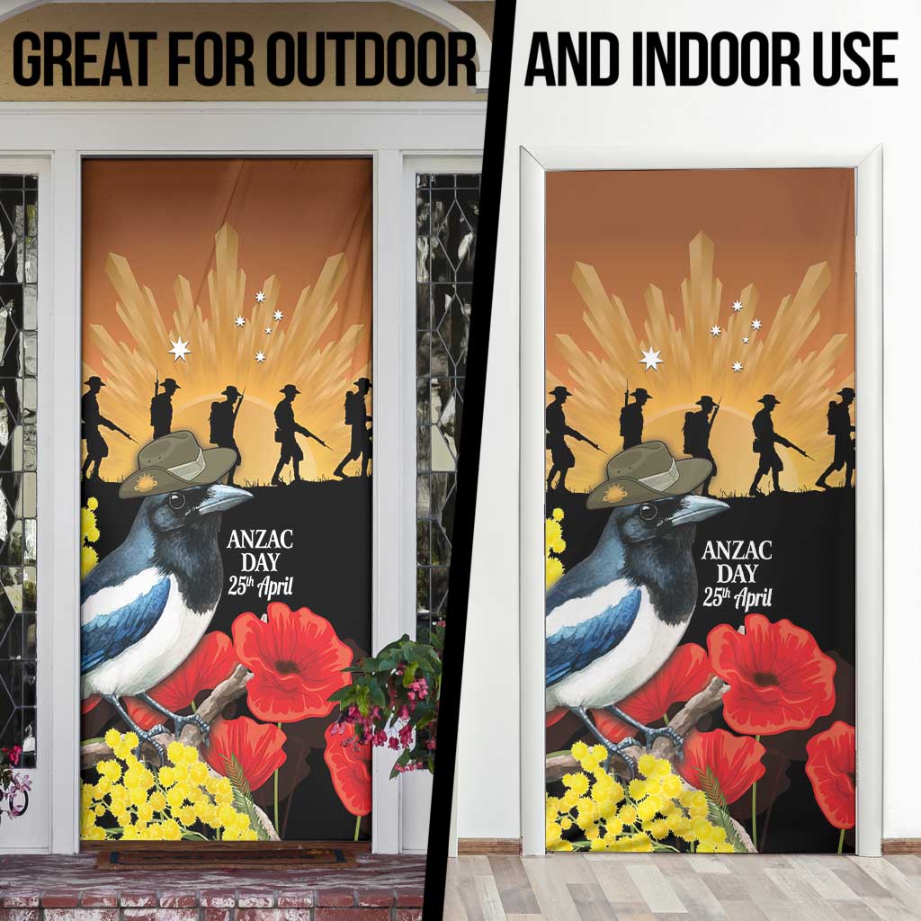 Australia Magpie ANZAC Day Door Cover Rising Sun 25th April Poppy Golden Wattle - Aussie Hoodie