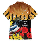 Australia Magpie ANZAC Day Family Matching Mermaid Dress and Hawaiian Shirt Rising Sun 25th April Poppy Golden Wattle