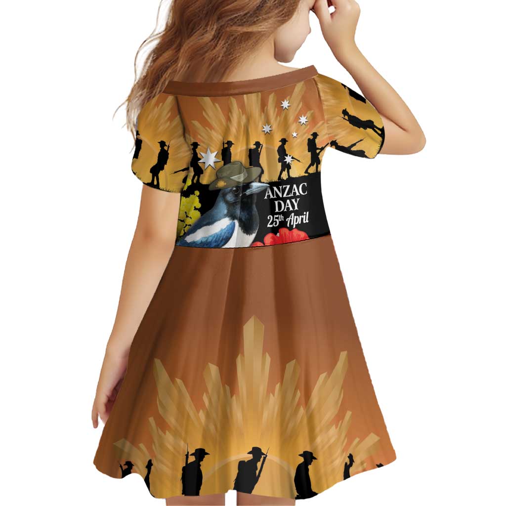 Australia Magpie ANZAC Day Family Matching Off Shoulder Maxi Dress and Hawaiian Shirt Rising Sun 25th April Poppy Golden Wattle