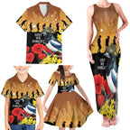 Australia Magpie ANZAC Day Family Matching Tank Maxi Dress and Hawaiian Shirt Rising Sun 25th April Poppy Golden Wattle