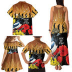 Australia Magpie ANZAC Day Family Matching Tank Maxi Dress and Hawaiian Shirt Rising Sun 25th April Poppy Golden Wattle