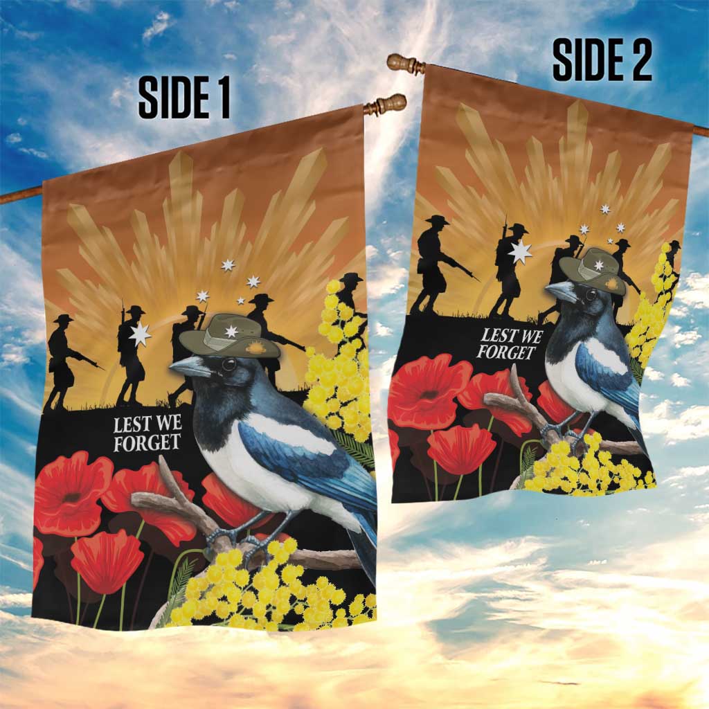 Australia Magpie ANZAC Day Garden Flag Rising Sun 25th April Poppy Golden Wattle - Aussie Hoodie
