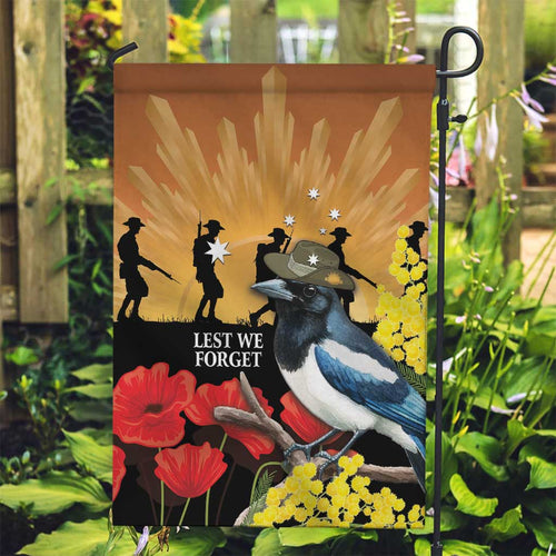 Australia Magpie ANZAC Day Garden Flag Rising Sun 25th April Poppy Golden Wattle - Aussie Hoodie