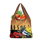 Australia Magpie ANZAC Day Grocery Bag Rising Sun 25th April Poppy Golden Wattle - Aussie Hoodie