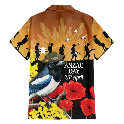 Australia Magpie ANZAC Day Hawaiian Shirt Rising Sun 25th April Poppy Golden Wattle - Aussie Hoodie