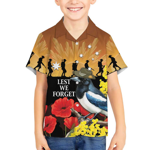 Australia Magpie ANZAC Day Hawaiian Shirt Rising Sun 25th April Poppy Golden Wattle - Aussie Hoodie