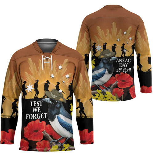 Australia Magpie ANZAC Day Hockey Jersey Rising Sun 25th April Poppy Golden Wattle - Aussie Hoodie