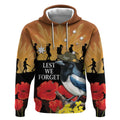 Australia Magpie ANZAC Day Hoodie Rising Sun 25th April Poppy Golden Wattle - Aussie Hoodie