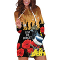 Australia Magpie ANZAC Day Hoodie Dress Rising Sun 25th April Poppy Golden Wattle - Aussie Hoodie