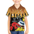 Australia Magpie ANZAC Day Kid Hawaiian Shirt Rising Sun 25th April Poppy Golden Wattle - Aussie Hoodie