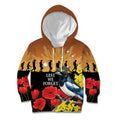 Australia Magpie ANZAC Day Kid Hoodie Rising Sun 25th April Poppy Golden Wattle - Aussie Hoodie