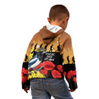 Australia Magpie ANZAC Day Kid Hoodie Rising Sun 25th April Poppy Golden Wattle - Aussie Hoodie