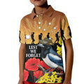 Australia Magpie ANZAC Day Kid Polo Shirt Rising Sun 25th April Poppy Golden Wattle - Aussie Hoodie