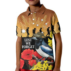 Australia Magpie ANZAC Day Kid Polo Shirt Rising Sun 25th April Poppy Golden Wattle - Aussie Hoodie