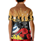 Australia Magpie ANZAC Day Kid Polo Shirt Rising Sun 25th April Poppy Golden Wattle - Aussie Hoodie
