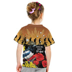 Australia Magpie ANZAC Day Kid T Shirt Rising Sun 25th April Poppy Golden Wattle - Aussie Hoodie