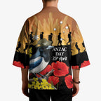 Australia Magpie ANZAC Day Kimono Rising Sun 25th April Poppy Golden Wattle - Aussie Hoodie