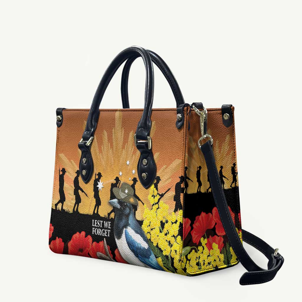 Australia Magpie ANZAC Day Leather Bag Rising Sun 25th April Poppy Golden Wattle - Aussie Hoodie