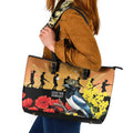 Australia Magpie ANZAC Day Leather Tote Bag Rising Sun 25th April Poppy Golden Wattle - Aussie Hoodie