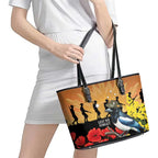 Australia Magpie ANZAC Day Leather Tote Bag Rising Sun 25th April Poppy Golden Wattle - Aussie Hoodie