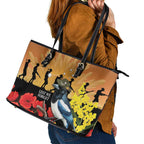 Australia Magpie ANZAC Day Leather Tote Bag Rising Sun 25th April Poppy Golden Wattle - Aussie Hoodie