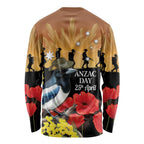Australia Magpie ANZAC Day Long Sleeve Shirt Rising Sun 25th April Poppy Golden Wattle - Aussie Hoodie