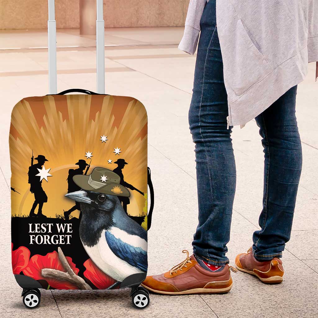 Australia Magpie ANZAC Day Luggage Cover Rising Sun 25th April Poppy Golden Wattle - Aussie Hoodie